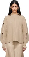 Nanushka Beige Jacint Sweater In Ecr Oatmeal