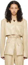 Nanushka Beige Maida Vegan Leather Blazer In Almond