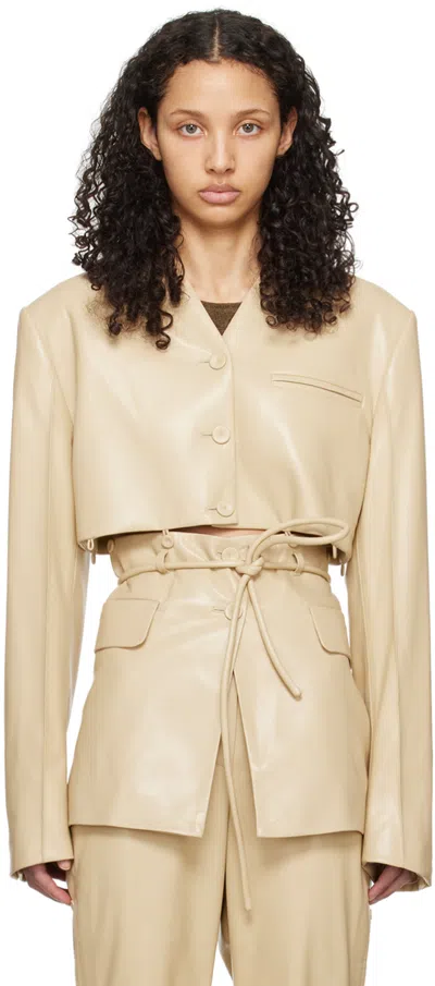 Nanushka Beige Maida Vegan Leather Blazer In Almond