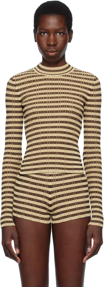 Nanushka Beige Perrie Top In Multicolor Stripe