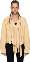 Nanushka Beige Ticia Fringed Double Wool Jacket In Bei Creme