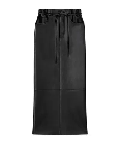 Nanushka Belted High-waisted Midi Skirt In Black