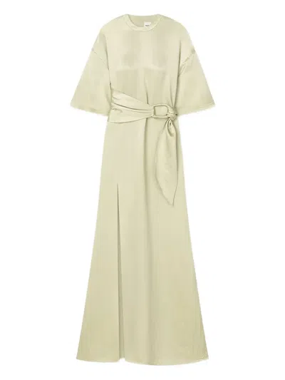 Nanushka Belted Maxi Dress In Green