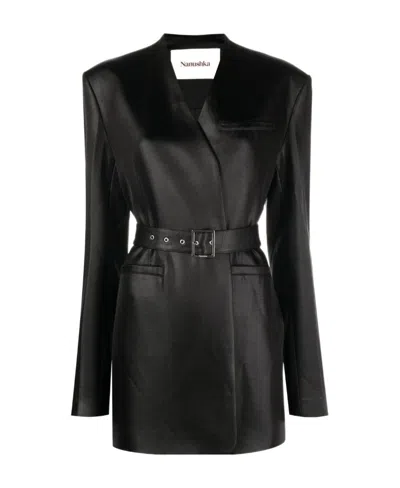 Nanushka Belted Single-breasted Blazer In Black