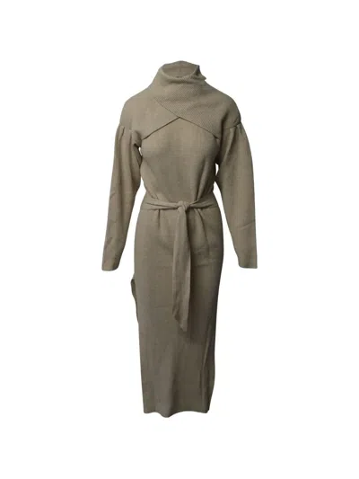 Pre-owned Nanushka Belted Turtleneck Dress In Neutral