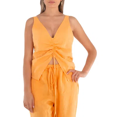 NANUSHKA BERDINE DRAWSTRING SLEEVELESS LINEN TOP