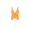 Nanushka Berdine Drawstring Sleeveless Linen Top In Orange
