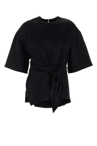 Nanushka Black Satin Besia T-shirt