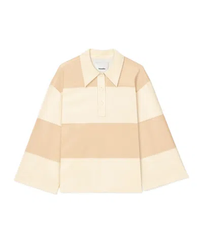 Nanushka Betta Button Polo Shirt In Nude