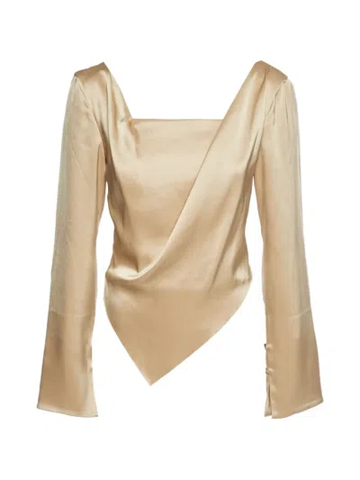 Pre-owned Nanushka Bintou Asymmetric Blouse In Neutral