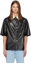 NANUSHKA BLACK AKSEL FAUX-LEATHER SHIRT