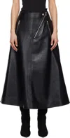 Nanushka Black Aleka Regenerated Leather Midi Skirt In Blk Black