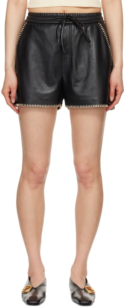 Nanushka Black Amil Vegan Leather Shorts