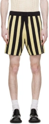 Nanushka Black & Yellow Walter Shorts In Black/pale Yellow