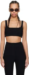 Nanushka Black Anouk Seersucker Bralette Top In Blk Black