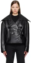 NANUSHKA BLACK CINCH FAUX-LEATHER JACKET