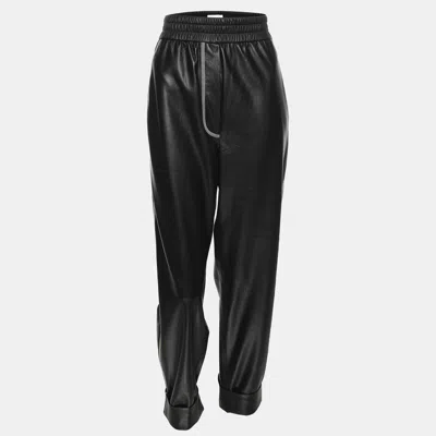 Pre-owned Nanushka Black Faux Leather Drawstring Harem Pant M