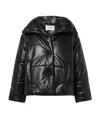 Nanushka Hide Quilted Padded Vegan Leather Jacket In Black