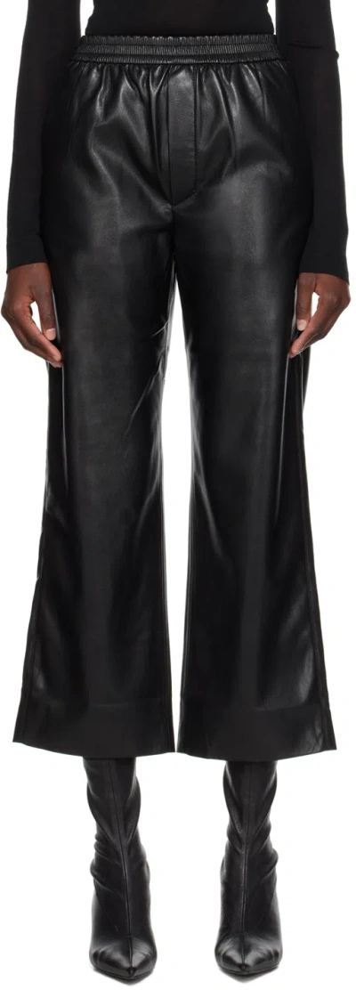 NANUSHKA BLACK ODESSA VEGAN LEATHER TROUSERS