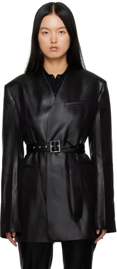 Nanushka Belted Single-breasted Blazer In Black