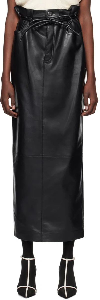 Nanushka Black Regenerated Leather Maxi Skirt