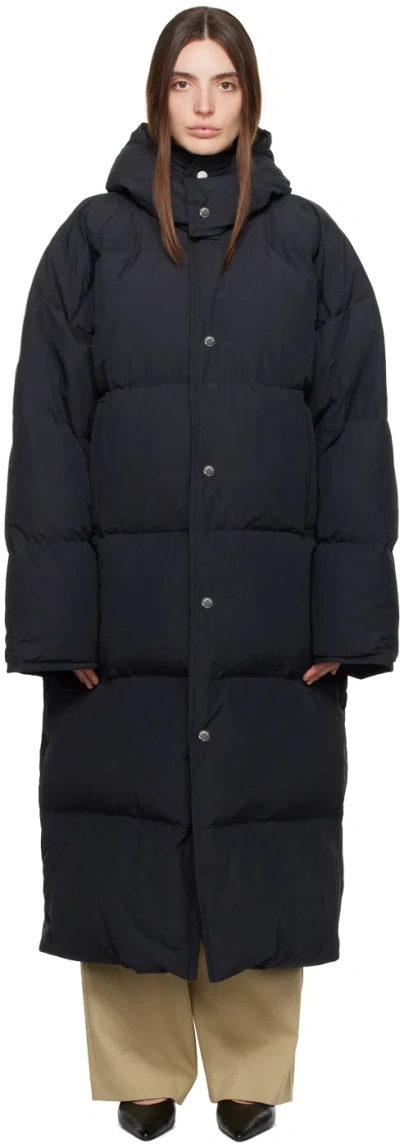 Nanushka Black Riva Down Coat In Off Black
