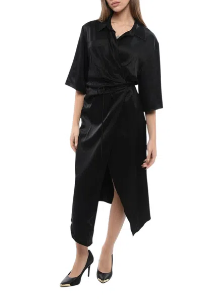 Nanushka Black Shirt Collar Midi Dress