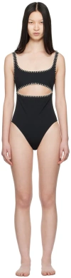 Nanushka Black Sorena One-piece Swimsuit In Black/creme