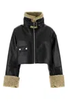 Nanushka Jemma Jacket Shearling Trim In Cornstalkblack