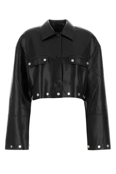 NANUSHKA BLACK SYNTHETIC LEATHER KASSIE SHIRT
