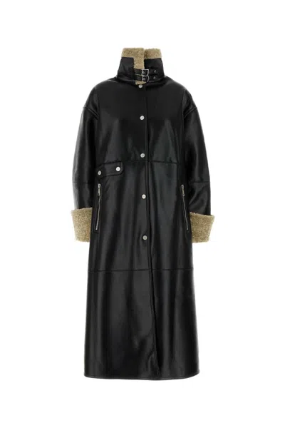 NANUSHKA NANUSHKA BLACK SYNTHETIC LEATHER LIESEL COAT