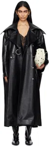Nanushka Black Teca Regenerated Leather Trench Coat In Blk Black
