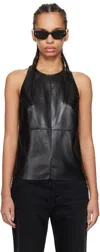 Nanushka Black Teza Faux-leather Tank Top In Blk Black