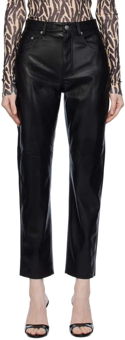 Nanushka Black Vinni Vegan Leather Trousers