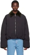 Nanushka Black Zacharie Down Jacket In Black/dark Khaki