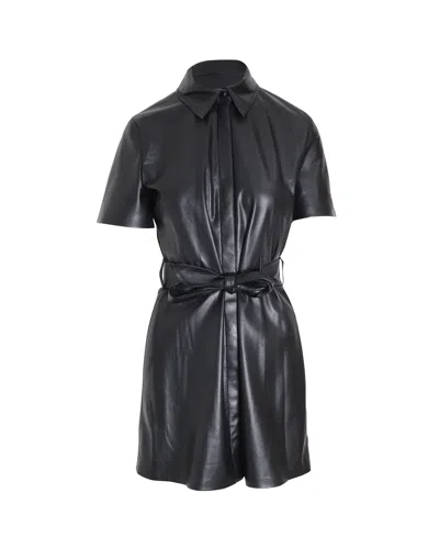 NANUSHKA BLETED MINI DRESS IN BLACK POLYURETHANE