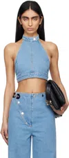 Nanushka Blue Arina Denim Top In Dnm Mid Blue