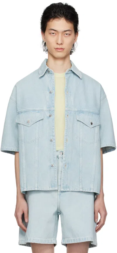 Nanushka Blue Jorge Denim Shirt In Sun Bleach