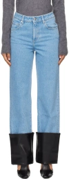 Nanushka Raynee Jeans With Alt-leather Cuffs In Blue