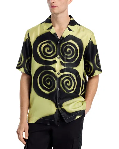 Nanushka Bodil Silk Printed Button Down Camp Shirt In Spiral Spray