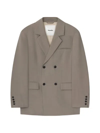 Nanushka Boxy Double-breasted Blazer In Gray