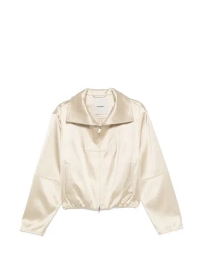 Nanushka Boxy Funnel Neck Jacket In Neutral