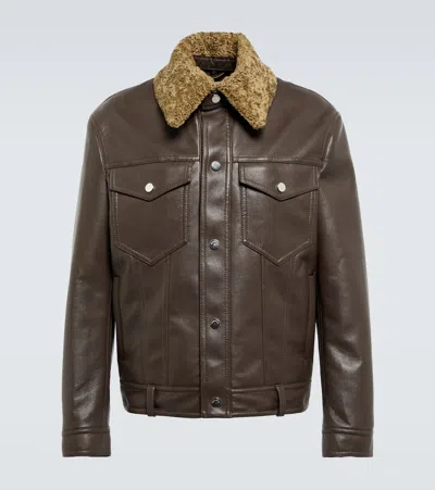 Nanushka Jacke Boyce Aus Leder In Shiitake/khaki
