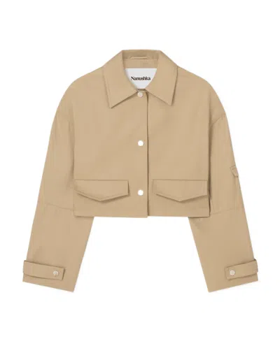 Nanushka Bracha Cropped Shirt Jacket In Nude