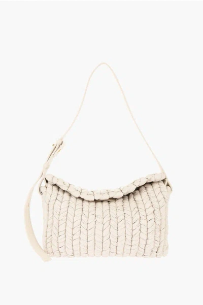 Nanushka Braided Effect Faux Leather Baguette Bag In Neutral
