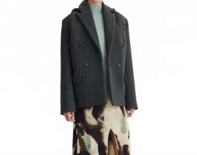 Nanushka Brione Hooded Blazer In Charcoal Grey In Gray