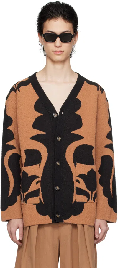 Nanushka Boan Patterned-jacquard Cardigan In Brown