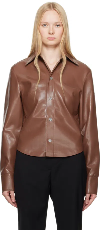 NANUSHKA BROWN BOGNA VEGAN LEATHER JACKET