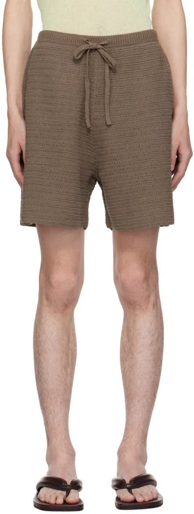 Nanushka Brown Caden Shorts In Fossil Brown