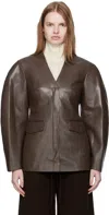 Nanushka Erina Darted Faux Leather Jacket In Brown